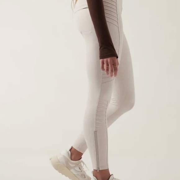 Athleta Pants - Athleta Delancey Textured Moto Tight Leggings Braiden Cream Size Medium